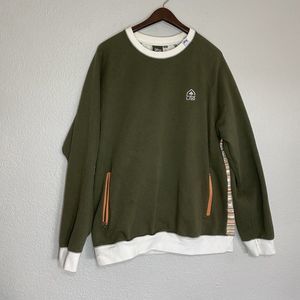 LRG Clothing Equipment Sweatshirt Men's Size XLarge Olive Green Geometric Print